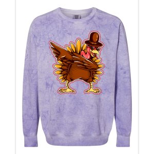 Funny Thanksgiving Dabbing Turkey Colorblast Crewneck Sweatshirt