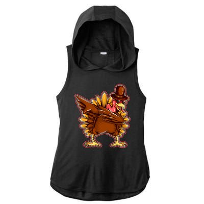 Funny Thanksgiving Dabbing Turkey Ladies PosiCharge Tri-Blend Wicking Draft Hoodie Tank