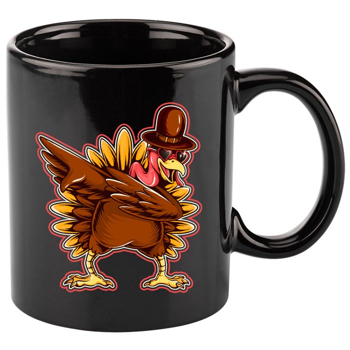 Funny Thanksgiving Dabbing Turkey 11oz C Handle Ceramic Mug