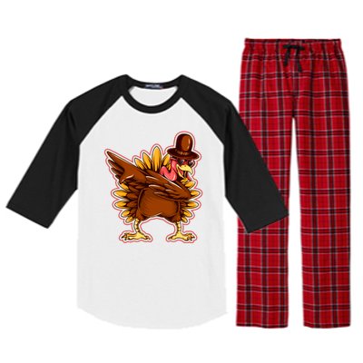 Funny Thanksgiving Dabbing Turkey Raglan Sleeve Pajama Set