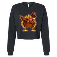 Funny Thanksgiving Dabbing Turkey Cropped Pullover Crew