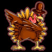 Funny Thanksgiving Dabbing Turkey Cropped Pullover Crew
