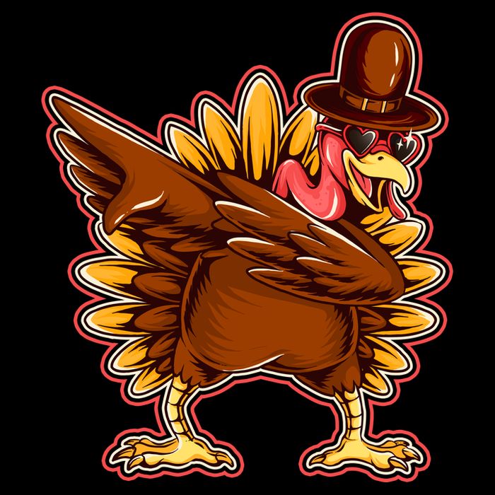 Funny Thanksgiving Dabbing Turkey Cropped Pullover Crew