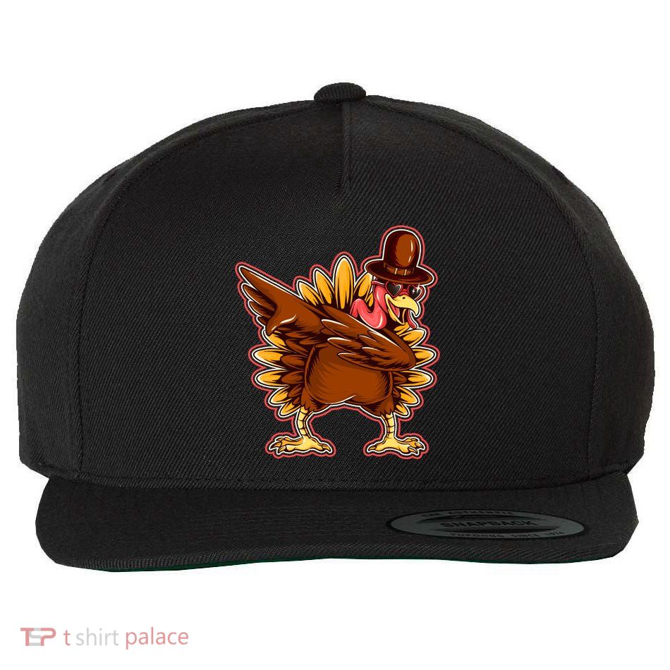 Funny Thanksgiving Dabbing Turkey Wool Snapback Cap
