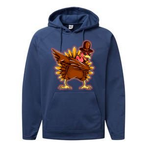 Funny Thanksgiving Dabbing Turkey Performance Fleece Hoodie