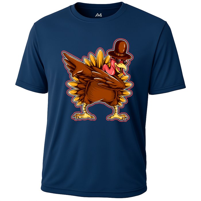 Funny Thanksgiving Dabbing Turkey Cooling Performance Crew T-Shirt