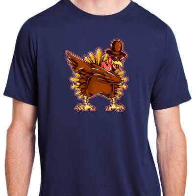 Funny Thanksgiving Dabbing Turkey Adult ChromaSoft Performance T-Shirt