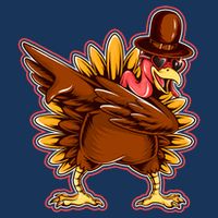 Funny Thanksgiving Dabbing Turkey Flatbill Hat