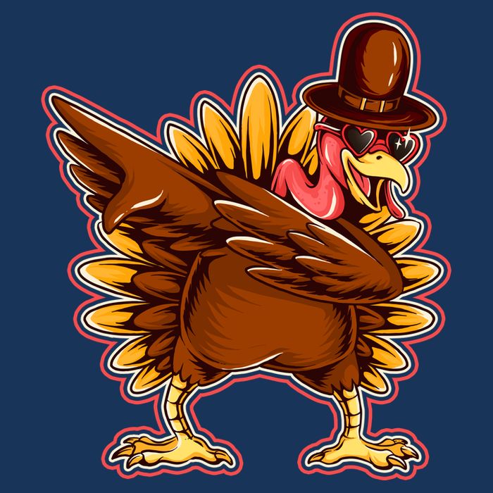Funny Thanksgiving Dabbing Turkey Flatbill Hat
