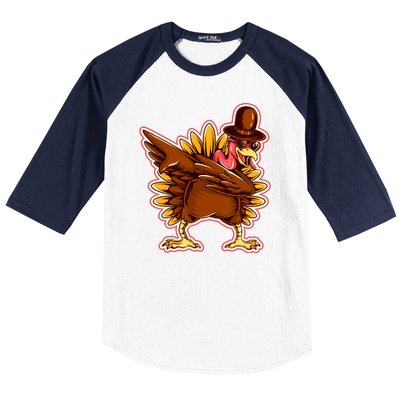 Funny Thanksgiving Dabbing Turkey Baseball Sleeve Shirt