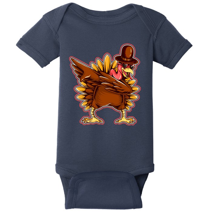 Funny Thanksgiving Dabbing Turkey Baby Bodysuit