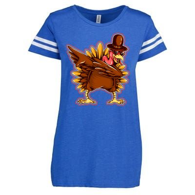 Funny Thanksgiving Dabbing Turkey Enza Ladies Jersey Football T-Shirt