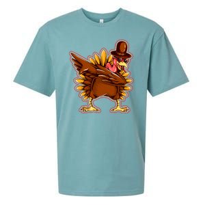 Funny Thanksgiving Dabbing Turkey Sueded Cloud Jersey T-Shirt