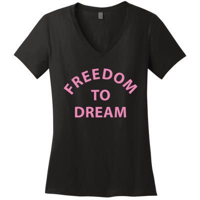 Freedom To Dream Funny Miami Beach Summer Women's V-Neck T-Shirt