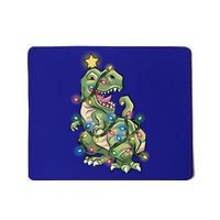 Funny Trex Dinosaur Tree Wrapped In Christmas Lights Cool Gift Mousepad