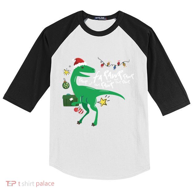 Funny Trex Dinosaur Ugly Christmas Fa Rawr Rawr Great Gift Kids Colorblock Raglan Jersey