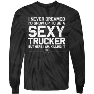 Funny Truck Driver Design For Trucker Wo Trucking Lover Tie-Dye Long Sleeve Shirt