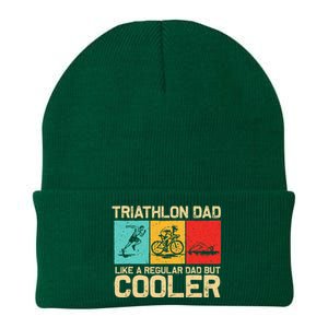 Funny Triathlon Design For Dad Swim Bike Run Triathletes Knit Cap Winter Beanie