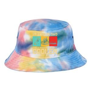 Funny Triathlon Design For Dad Swim Bike Run Triathletes Tie Dye Newport Bucket Hat