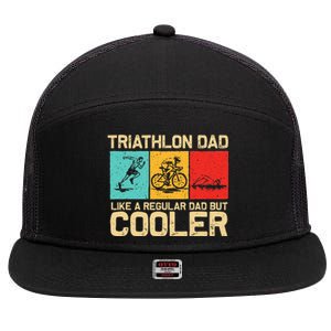 Funny Triathlon Design For Dad Swim Bike Run Triathletes 7 Panel Mesh Trucker Snapback Hat