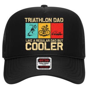 Funny Triathlon Design For Dad Swim Bike Run Triathletes High Crown Mesh Back Trucker Hat