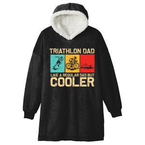 Funny Triathlon Design For Dad Swim Bike Run Triathletes Hooded Wearable Blanket