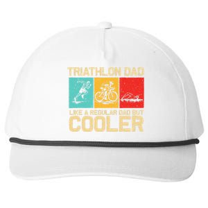 Funny Triathlon Design For Dad Swim Bike Run Triathletes Snapback Five-Panel Rope Hat