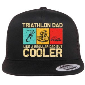 Funny Triathlon Design For Dad Swim Bike Run Triathletes Flat Bill Trucker Hat