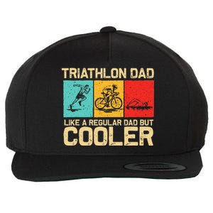 Funny Triathlon Design For Dad Swim Bike Run Triathletes Wool Snapback Cap