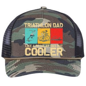 Funny Triathlon Design For Dad Swim Bike Run Triathletes Retro Rope Trucker Hat Cap