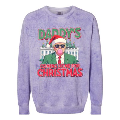 Funny Trump Daddys Home For Christmas 45 47 Trump Won Again Colorblast Crewneck Sweatshirt