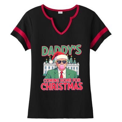 Funny Trump Daddys Home For Christmas 45 47 Trump Won Again Ladies Halftime Notch Neck Tee