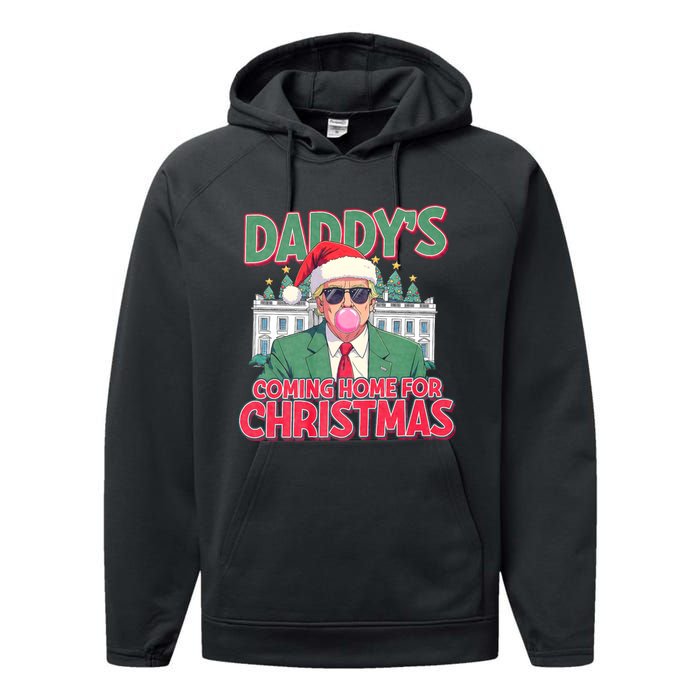 Funny Trump Daddys Home For Christmas 45 47 Trump Won Again Performance Fleece Hoodie