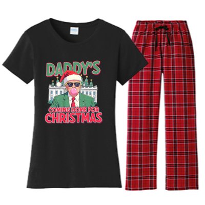 Funny Trump Daddys Home For Christmas 45 47 Trump Won Again Women's Flannel Pajama Set