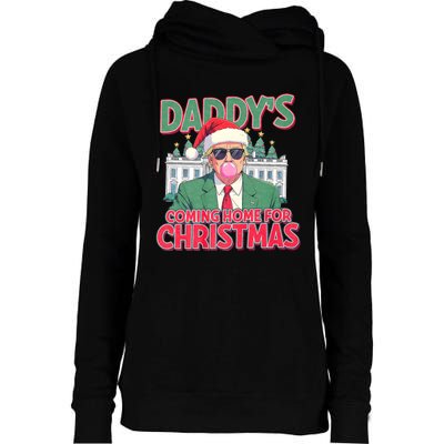 Funny Trump Daddys Home For Christmas 45 47 Trump Won Again Womens Funnel Neck Pullover Hood