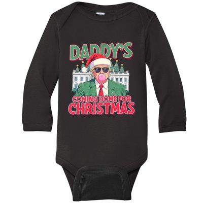 Funny Trump Daddys Home For Christmas 45 47 Trump Won Again Baby Long Sleeve Bodysuit