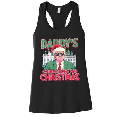 Funny Trump Daddys Home For Christmas 45 47 Trump Won Again Women's Racerback Tank