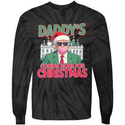 Funny Trump Daddys Home For Christmas 45 47 Trump Won Again Tie-Dye Long Sleeve Shirt