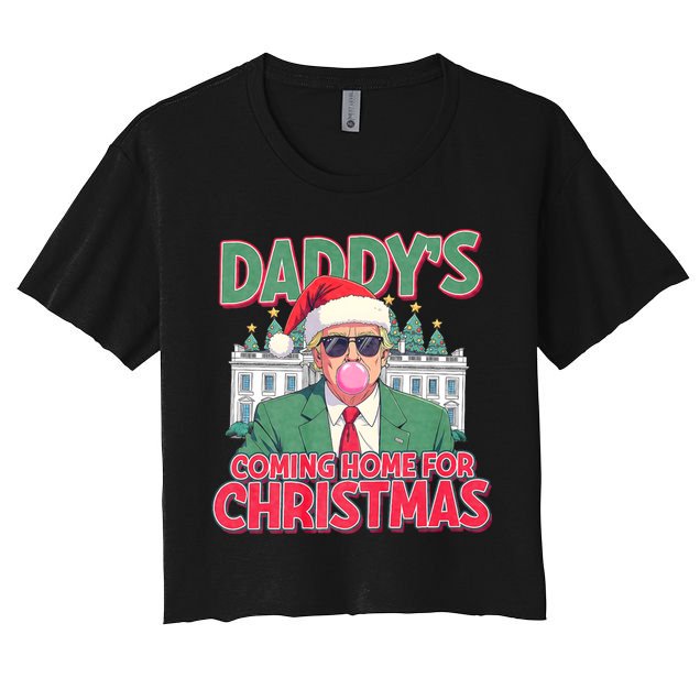 Funny Trump Daddys Home For Christmas 45 47 Trump Won Again Crop Top