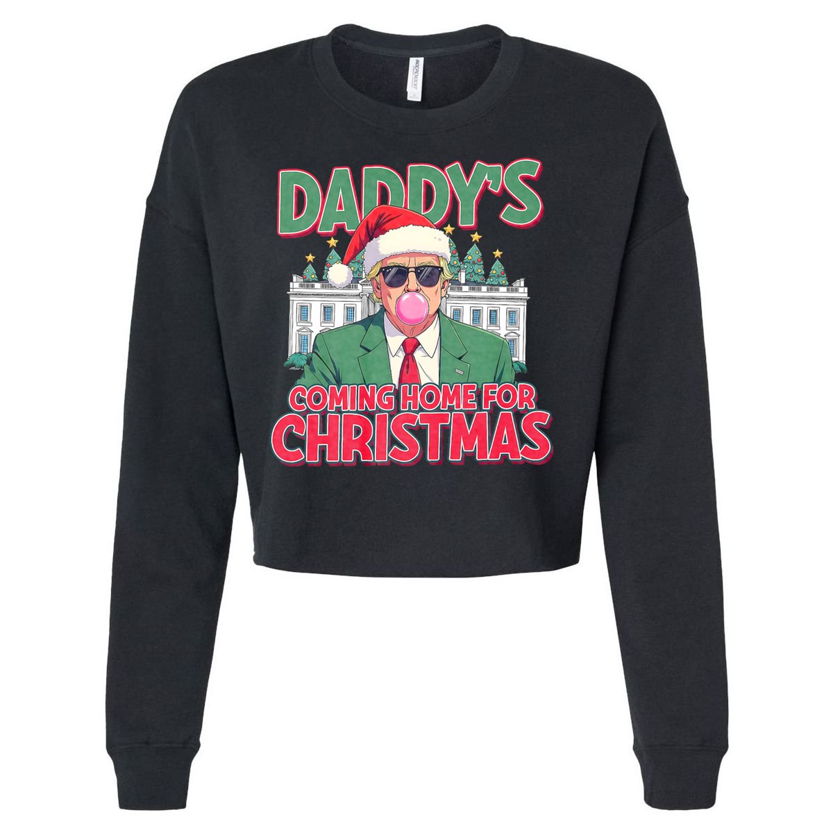 Funny Trump Daddys Home For Christmas 45 47 Trump Won Again Cropped Pullover Crew