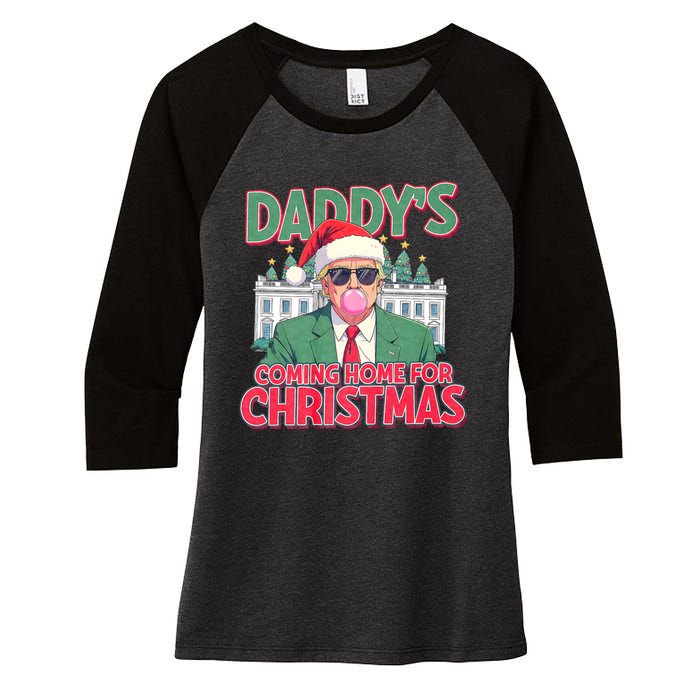 Funny Trump Daddys Home For Christmas 45 47 Trump Won Again Women's Tri-Blend 3/4-Sleeve Raglan Shirt