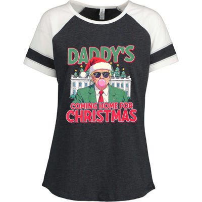 Funny Trump Daddys Home For Christmas 45 47 Trump Won Again Enza Ladies Jersey Colorblock Tee