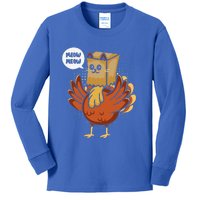 Funny Thanksgiving Day Fake Cat Turkey Meow Animal Farmer Kids Long Sleeve Shirt