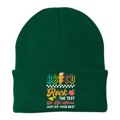 Funny Test Day Abcd Pen Rock The Test Motivational Students Knit Cap Winter Beanie