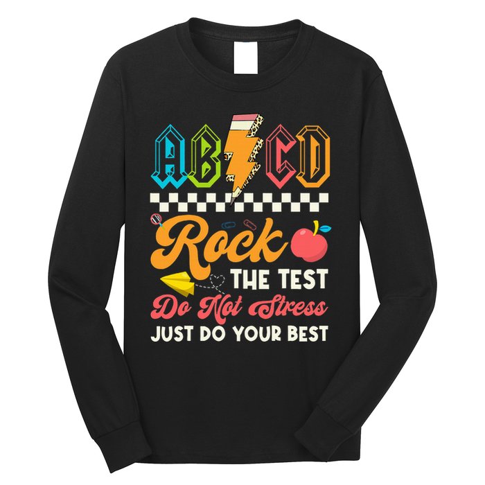Funny Test Day Abcd Pen Rock The Test Motivational Students Long Sleeve Shirt