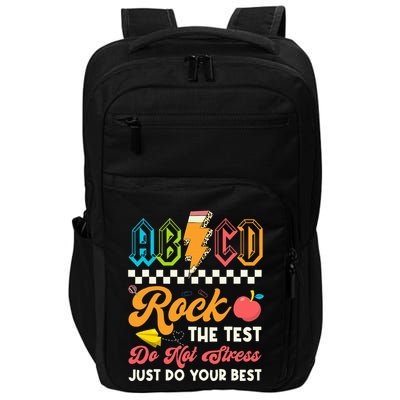 Funny Test Day Abcd Pen Rock The Test Motivational Students Impact Tech Backpack