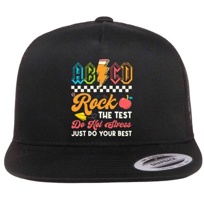 Funny Test Day Abcd Pen Rock The Test Motivational Students Flatbill Hat