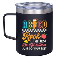 Funny Test Day Abcd Pen Rock The Test Motivational Students 12oz Stainless Steel Coffee Mug