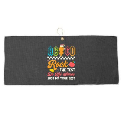 Funny Test Day Abcd Pen Rock The Test Motivational Students Large Microfiber Waffle Golf Towel