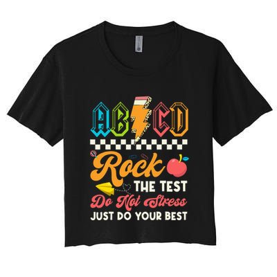 Funny Test Day Abcd Pen Rock The Test Motivational Students Crop Top